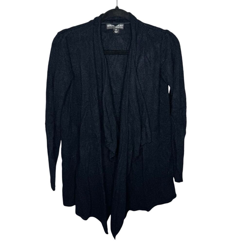 BAREFOOT DREAMS / black cozy chic open front waterfall cardigan sweater / S/M